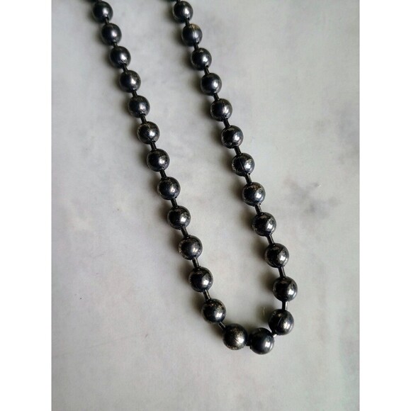 1990s Vintage Black Tone Ball Beads Necklace Choker Distressed Statement Punk - Picture 4 of 6